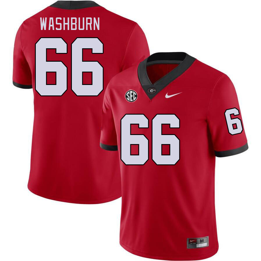 Georgia Bulldogs Men's Jonathan Washburn #66 Red Stitched College UGA Football Jersey 23ES011ML